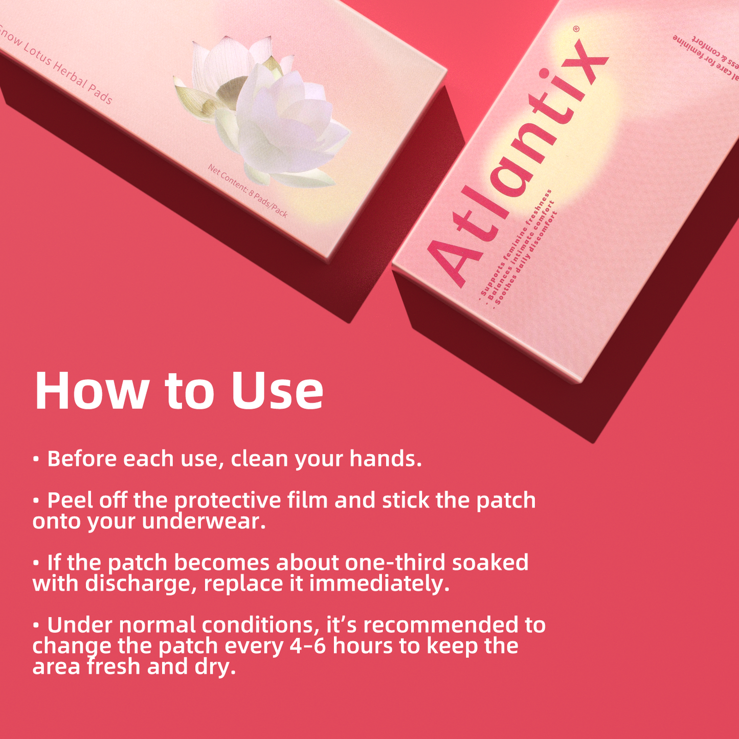 ATLANTIX Snow Lotus Herbal Feminine Care Pads – Freshness & Comfort, 24 Count