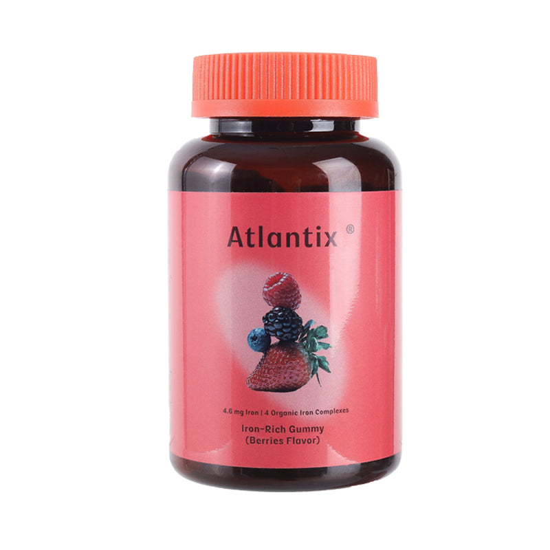 ATLANTIX Iron Gummies – Bioavailable 4-Source Iron with Heme Iron, Iron Bisglycinate & Hemoglobin Peptides, Vitamin C Absorption Support, Ginger Powder, Supports Healthy Iron Levels, 60 Gummies Daily Wellness